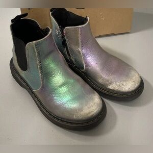 Dr. Martens Docs Metallic Rainbow Crinkle Chelsea Zip Up Boots-Girls Kids 11C